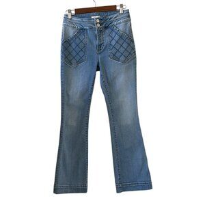 Driftwood Quilted Wyatt Flare Leg 70's Style Stretch Denim Jeans Size 28W/33L